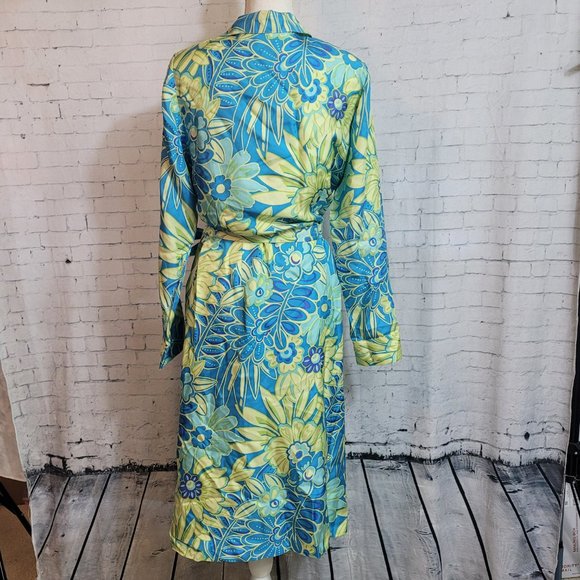 Bob Mackie Vibrant Blue and Yellow Floral Dress - Picture 4 of 6